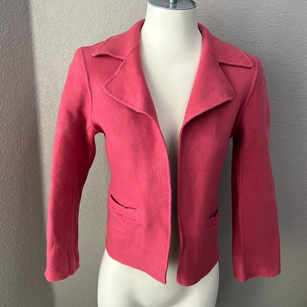 Talbots Pink 3/4 Sleeve 2-Pocket Wool Blazer Size 12 Petite